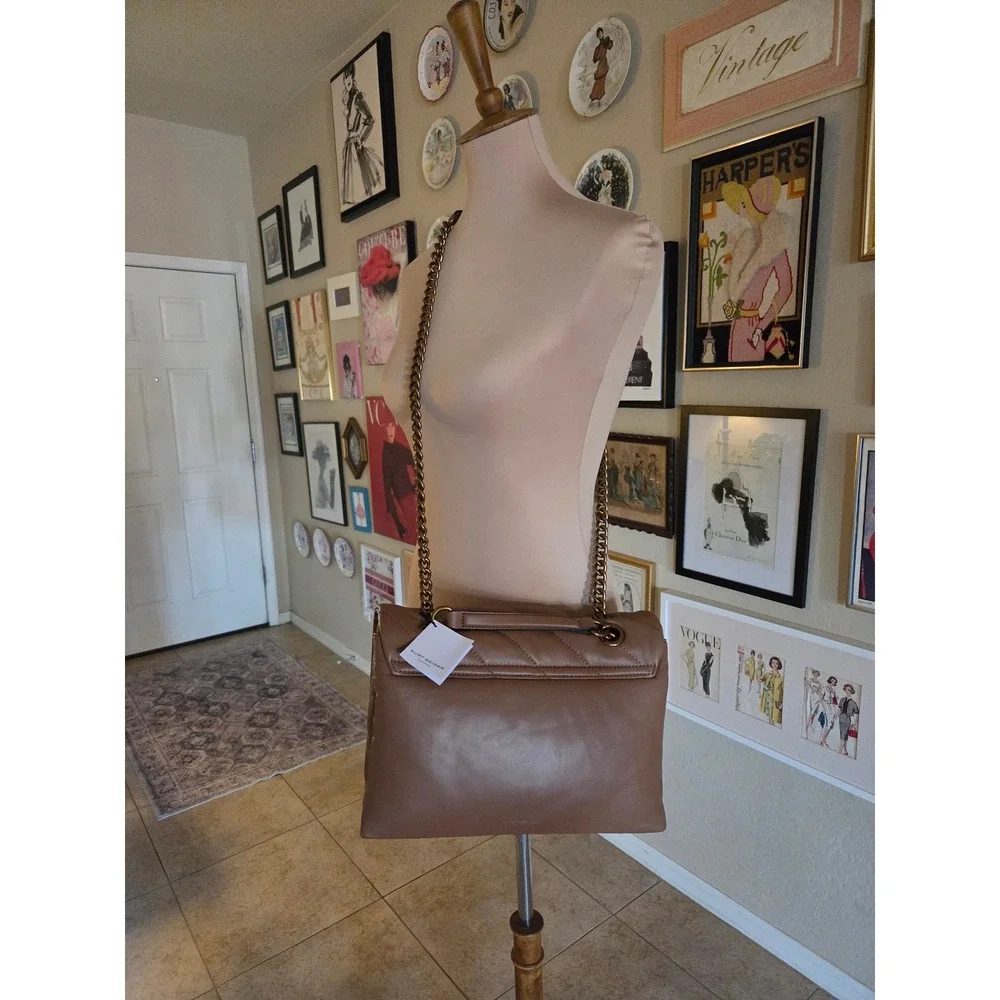 Kurt Geiger London Kensington Soft Leather Shoulder Bag Camel Tan Gold Eagle New